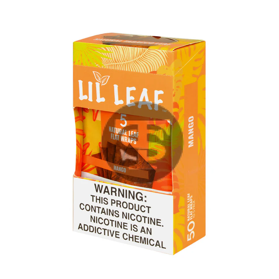 Wholesale Lil Leaf Natural Flat Wraps 10 packs of 5, Mango Wholesale Lil Leaf Natural Flat Wraps 10 packs of 5, Mango