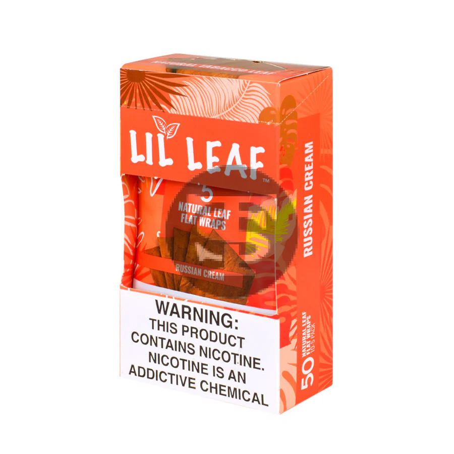 Wholesale Lil Leaf Natural Flat Wraps 10 packs of 5, Russian Cream Wholesale Lil Leaf Natural Flat Wraps 10 packs of 5, Russian Cream